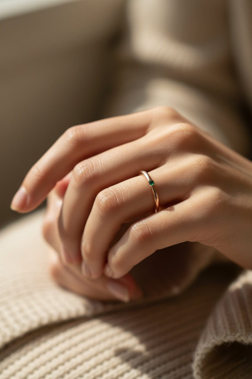 Genie Ring aus 925 Sterlingsilber, 24k vergoldet mit Smaragd – Petit Laszlo Zürich